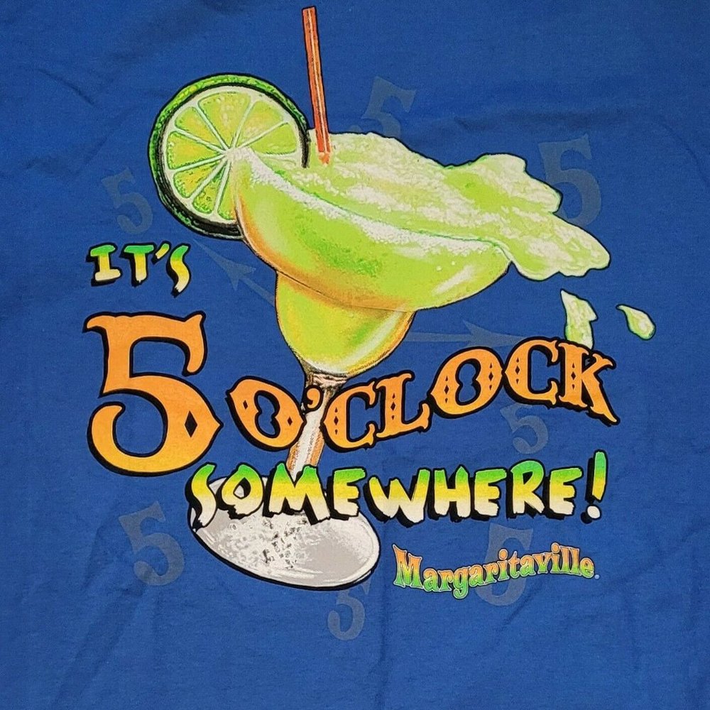 margaritaville it's 5 o'clock somewhere t shirt blue